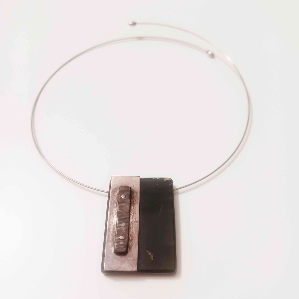 Contemporary Modern Tribal Sterling Silver Animal Horn Necklace